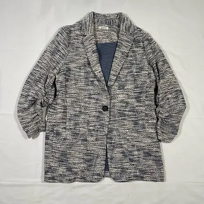 Max Studio Women's 3/4 Length Ruched Sleeve Tweed Blazer Size Medium • $30