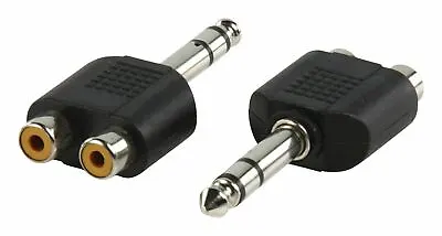 £2.92 • Buy 6.35mm Stereo Jack Plug To 2 X RCA Phono Female Socket Adapter
