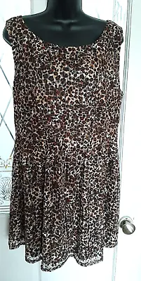 £2.50 • Buy Ladies Size 20 Sleeveless Lined Stretch Leopard Print Short Dress/long Top