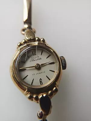 Vintage ELGIN 17j 749 Starlite Swiss Ladies Goldtone Watch • $16
