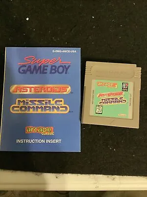 Arcade Classics Super Game Boy Game Asteroids Missle Command Game Works Tested • $12