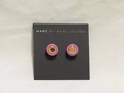 Marc By Marc Jacobs Kandi Circle Gold Stud Earrings 'Fuchsia Purple' NWT • $48