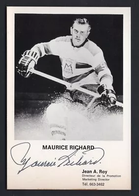 Maurice Richard NHL Old Timers Autographed  3.75  X 5.5  Promotional Postcard • $49.99