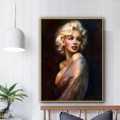 Marilyn Monroe Movie Star Poster Black Background Art Canvas Print Wall Art • $24.99