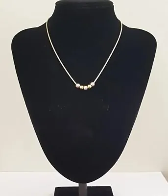 Marks And Spencer Silver Tone Snake Chain Gold Tone Round Beaded Choker Necklace • £4.50