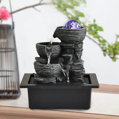 3Tier Indoor Relaxation Waterfall Fountain Small Cascading Water Feature LED • $34