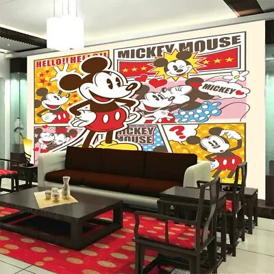 Cute Mickey Mouse Full Wall Mural Photo Wallpaper Printing 3D Decor Kid Home • $20.92