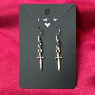 £3.49 • Buy Handmade Silver Dagger Knife Earrings Alternative Gothic Kawaii Cute Anime Gift