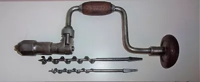 £29.99 • Buy Vintage Marples & Sons Hibernia Hand Drill + Gilpins & Ridgeway Auger Drill Bits