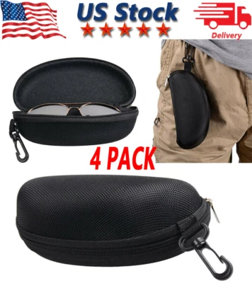 $11.99 • Buy Zipper Hard Eye Glass Case Box Sunglass Protector Travel Fashion With Belt Clip