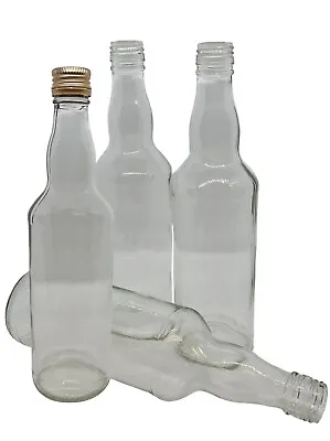 Glass Round Bottle Clear 500ml 50cl With Lid For Home Brew Liquor Making Storage • £8.95