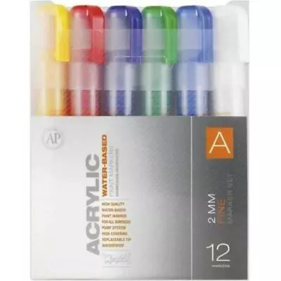 MONTANA  2mm (Fine) Acrylic Paint Markers - 12 Pk - SET A - NEW - Free Shipping • $64.99