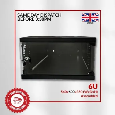 6U Server Rack Network Cabinet 19 Inch 540 X 600mm Black Free 1U Blanking Panel • £73