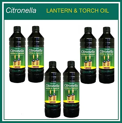 £28.77 • Buy 6 X 1Litre  Barrettine Citronella Lantern Lamp & Torch Oil Outdoors Garden Use 