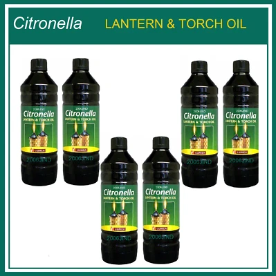 £28.77 • Buy 6 X 1Litre  Barrettine Citronella Lantern Lamp & Torch Oil Outdoors Garden Use 