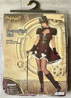 Steampunk Girl Halloween Spirit Costume Sz 6-8 Dress Gauntlets Hat WScarf Goggle • $19.50