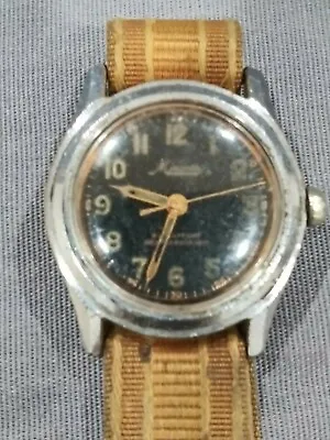 MEN'S 32 Mm MINERVA Collector's WWII ERA Wristwatch Black Face. (R422) • $240