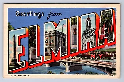 Greeting From Elmira New York Big Leter Postcard Ba • $4.99