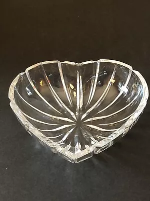 Cut Glass Vintage Heart Shaped Bowl. • $46