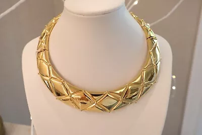Vintage Les Bernard Choker Gold Plated Quilted • $200