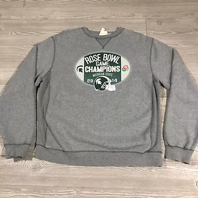 Michigan State Sweater Adult L Gray 2014 Rose Bowl Champs Sweatshirt Mens 2468 • $14.96