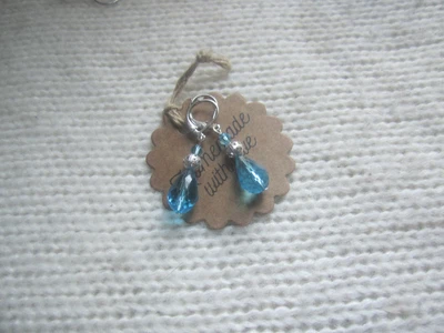 £1.85 • Buy Silver Light Blue Glass Teardrop Earrings With Silver Filigree Beads/blue Beads