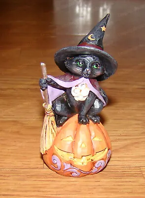 Jim Shore Heartwood Creek BLACK CAT On PUMPKIN Mini (6009515) Halloween • $30