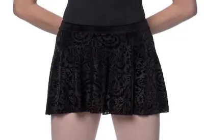 Lulli Adult Dance Pull-On Ballet Skirt For Women -Black Velvet And Mesh Jacquard • $18.99