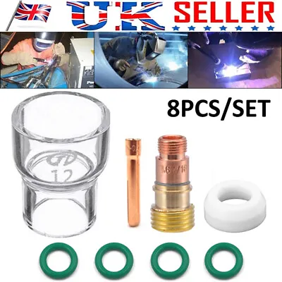 £10.95 • Buy 8 Pcs/Set TIG Welding Torch Stubby Gas Lens Glass Cup Parts Kit For WP-17/18/26