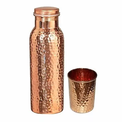 Pure Copper Hammered Water Bottle 1 Tumbler Ayurveda Health Benefits 950ml • $24.73