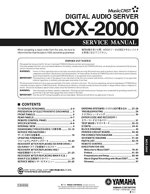 Service Manual Instructions For Yamaha MCX-2000 • $18.73