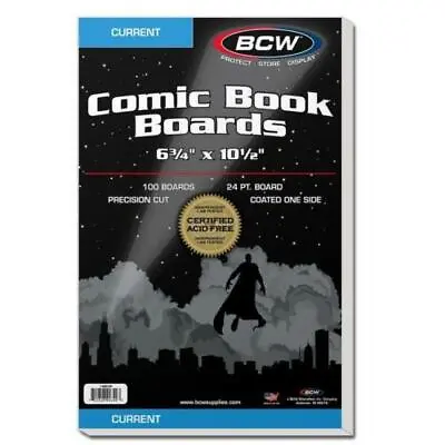 Pack 100 BCW Current /Modern Comic Book Acid Free Backing Boards White Backers • $18.27