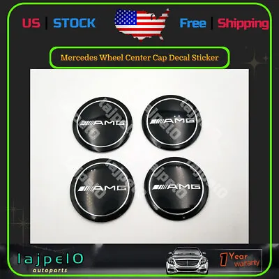$14.66 • Buy 4PC 56mm 2.2  Wheel Center Cap Emblem Decal Sticker For Mercedes AMG Gloss Black