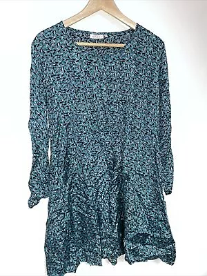 The Masai Clothing Company Green Short Tunic Dress Chiffon Round Neck Sz S Leaf • £20