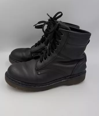 Vtg Doc Martens 8459 AW004 Black Leather Boots Made In England UK 9 / US Mens 10 • $75