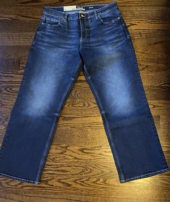New Reclaim Buckle Jeans Mens 34x30 Dark Wash Loose Straight Jeans NWT • $17.99