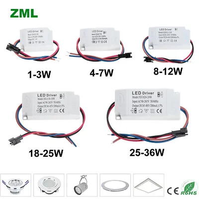 LED Driver Power Supply 1-3W 4-7W 8-12W 12-18W 36W 300mA AC-DC Transformator • $2.08