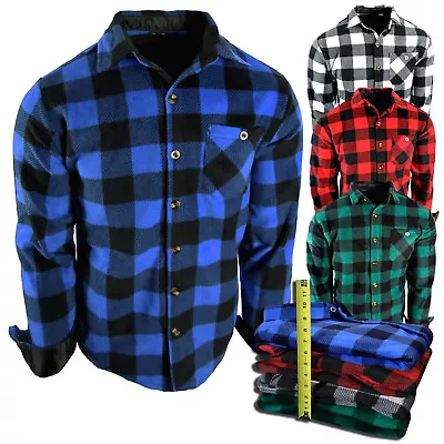 Flannel Plaid Shirt Men Soft Fuzzy Fleece Stretch Thick Brawny No Tuck No Lining • $24.95