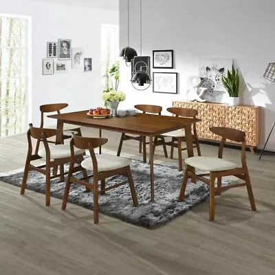 SEVILLE 7PC Mid Century Modern Wood Dining Room Set Gray • $999.99