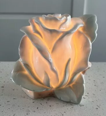 Vintage Ceramic Rose Rosebud Flower Table Lamp Night Light Plug-in Electric 4.5” • $44.99