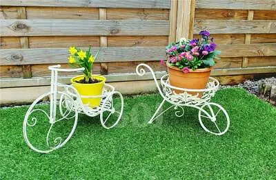 Iron Tricycle Bike Wheelbarrow Flower Planter Garden Plant Holder Outdoor Summer • £199