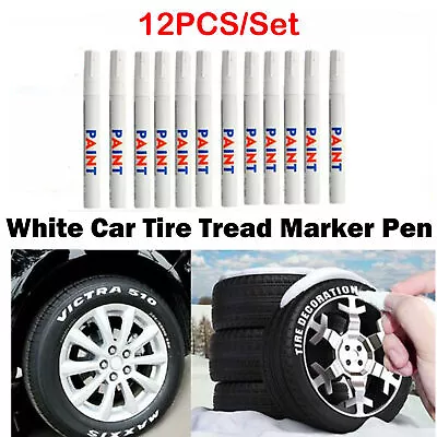 12PCS Portable Tire Pen White Permanent Car Tire Tread Rubber Paint Marker Pen • $14.19