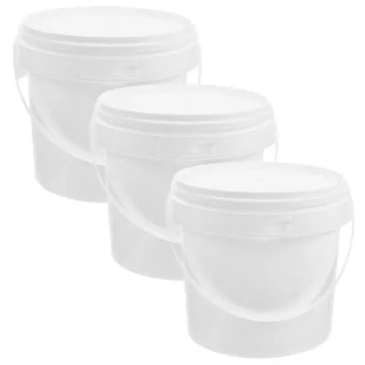 White Plastic Bucket 3pcs Storage Bucket White With Cover 3pc Pp 0.26 Gallon Lid • $22.35