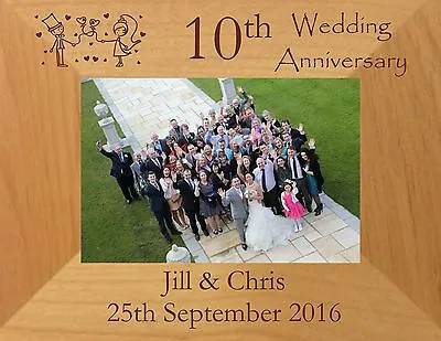 PERSONALISED 5th WEDDING ANNIVERSARY GIFT WOODEN PHOTO FRAME ANY YEARS 5 Years • £21.95