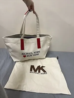NWT Michael Kors I Love New York Tote Bag Canvas Red W/Dust Cover Bnfts Charity • $45