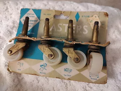 Lot Of 4 - Antique Vintage Metal Steel Stem Plastic Wheels  Caster Wheels 1¼ Dia • $25.99