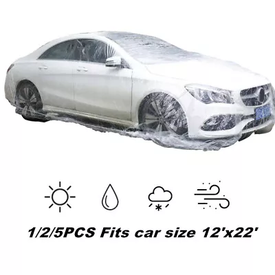 10x Clear Plastic Emporary Universal Disposable Car Cover Waterproof Dust Garage • $39.99