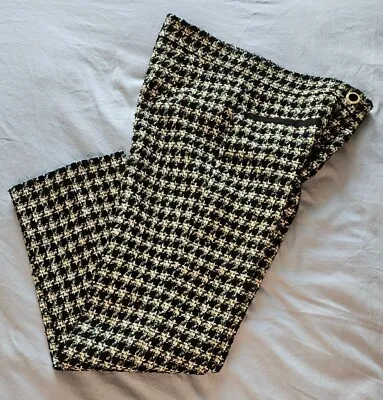 Zara Women's Textured Tweed Trousers Houndstooth Cropped Green Black Small • $17.99