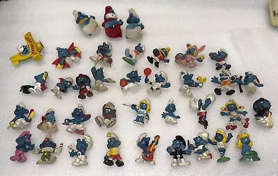 Huge Vintage Lot Smurf PVC Toy Figures Peyo Schleich Figurines 35 +clip On RARE! • $38.80
