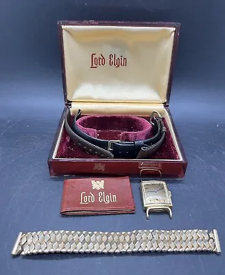 Vintage 1951 LORD ELGIN 559 In 10KT GF Watch Case Bands Certificate. Engraved • $139